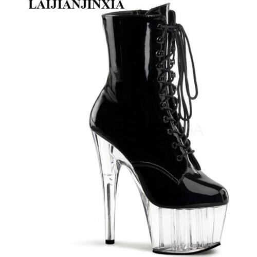 LAIJIANJINXIA New Stylish Platforms 15CM High Heel Shoes, Pole Dance / Model Shoes, 6 Inch Ankle Boots, Sexy Crystal Bootie