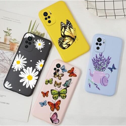 Butterfly Case For Xiaomi Redmi Note 9 10 Pro S 10S 9S 9T Redmi 9T 9A 9C 9 A Cover TPU Bumper Redmi Note 10 Silicone Matte Case