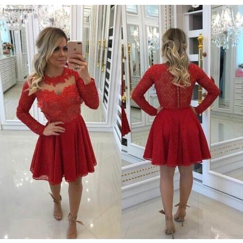 Cheap Short A Line Lace Applique Homecoming Dress Red Vintage Juniors Sweet 15 Graduation Cocktail Party Dress Plus Size