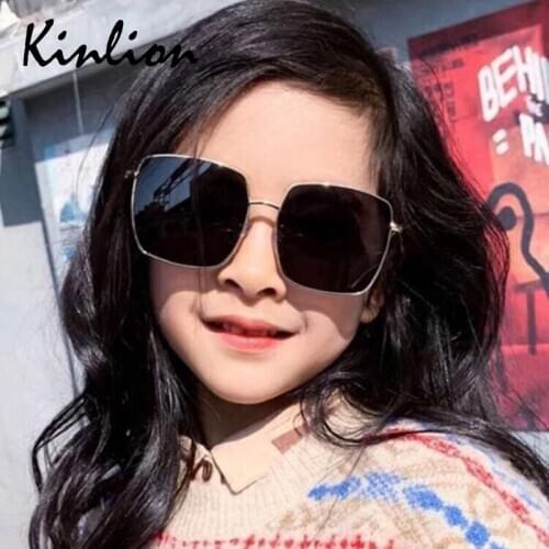 Kinlion Retro Square Child Sunglasses Metal Baby Kids Sun Glasses for Girls Boys Oversized Children Sunglass Gafas Uv Protect