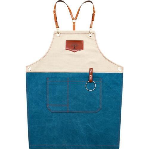 Apron cowboy Korean fashion Chinese restaurant creative barber tea shop restaurant men and women overalls custom LOGO