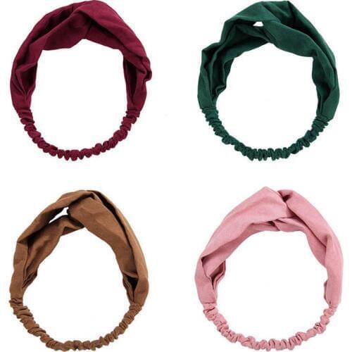 Flannel Cloth Dark Green Red Pink Brown Turban Headband Headwear Hair Accessories for Women