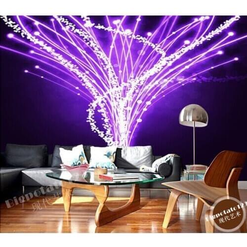 The latest custom 3D murals, purple fantasy dynamic line abstract wallpaper, KTV bar background wall paper