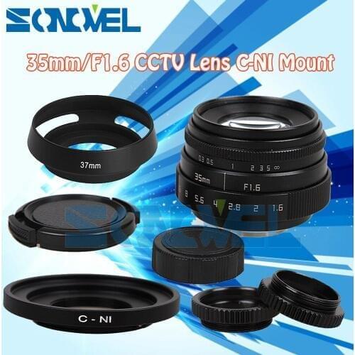 Fujian 35mm F1.6 CCTV Lens C Mount+Lens Hood+Macro ring For Nikon 1 AW1 S2 J4 V3 J3 V1 J1 J2 J5 mirrorless Camera