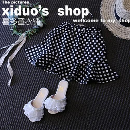 Korean Retro Polka Dot Cotton Trumpet Skirt Girls Tutu Skirts Kids Girls Cute Clothes 2019 Summer New Baby Girl Ruffle Skirt