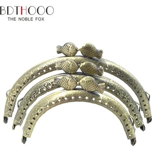 10pcs/lot 8.5cm Fish Head Metal Purse Frame Handle for Clutch Bag Accessories Delicate Making Kiss Clasp Lock Bags Vintage Frame