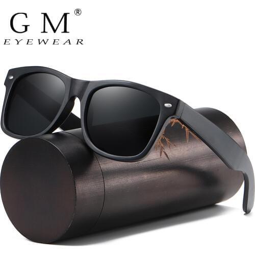 GM Polarized Sunglasses 100% Natural Wooden Sunglasses Frame Bamboo Black sun glasses Men /Eomen Luxury Vintage Sunglasses UV400