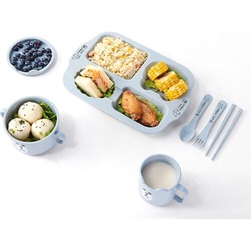 6 Pieces Childrens Dishes Set Baby Gift Feeding Goods Bowls Spoon Fork Cup For Food Full Tableware Of Plates