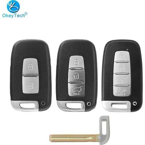 OkeyTech 2/3/4 Button Smart Key Card Shell Fob Case for Hyundai IX35 Sonata I30 for Kia Forte Sportage K2 K5 with Blade