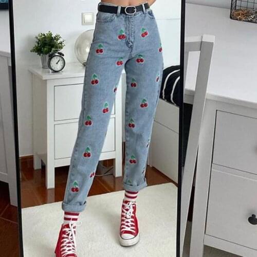 Пн Ян/安末言 Women's Jeans With Embroidery