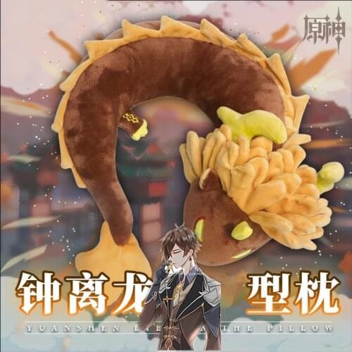 Popular Anime Games Genshin Impact Cosplay Morax Zhongli Hu Tao Long Soul Pillow Scarf Cushion Cartoon Doll Accessories Props