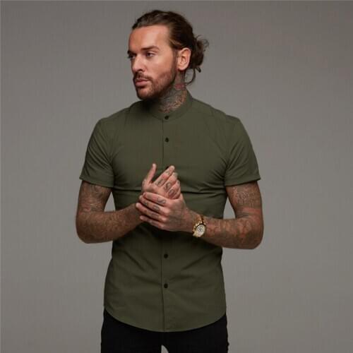 New Summer Cotton Short Shirt Brand Mens Cool Casual Fashion Breathable Shirt Fitness Clothing Tops Short Sleeve Sports Shirts