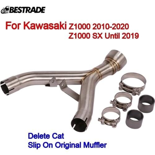 Motorcycle Middle Pipe Stainless Steel Replace Cat Original Connect Link Tubes for Kawasaki Z1000 2010-2020 ZX1000SX 2010-2019