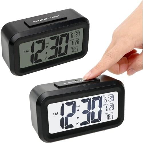 LED Digital Alarm Clock Bedroom Clock Snooze Mute Desktop clock Calendar Temperature Clock Light Control Induction Backlight