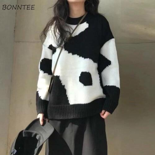 Sweaters Women Simple Vintage Retro Harajuku Fall Basic All-match Schoolgirls Pullover Clothing Soft Fashion Ins Ladies Knitwear
