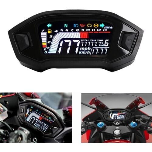 Universal LCD Digital Motorcycle Speedometer Odometer Gauge for 2/4 Cylinder Motorcycle Replacement Parts