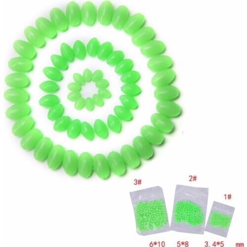 Green Large Soft Rubber Oval Luminous Fishing Beads Glow Beans Sabiki Snapper Rig 5mm/8mm/10mm 100 Pcs