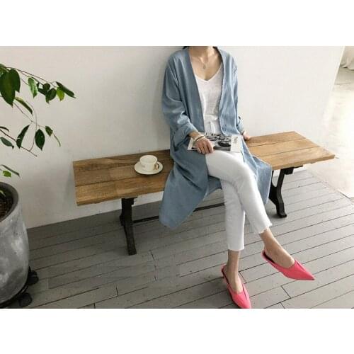 2021 outer wear mid Female Long Sleeve Open Stitch White OL Womens Coat Pockets Asymmetrical Chemise Autumn Plaid Tops