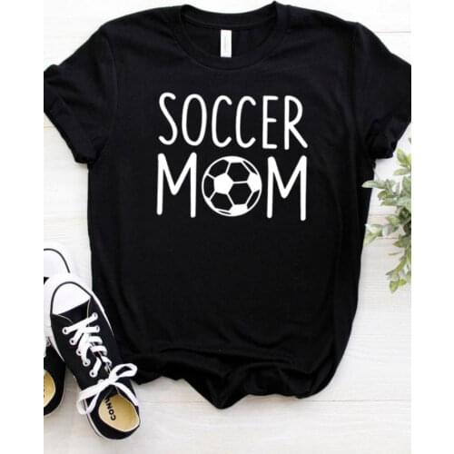 Women T Shirt Soccer Mom Print Tshirt Women Short Sleeve O Neck Loose T-shirt Ladies Causal Tee Shirt Clothes Tops