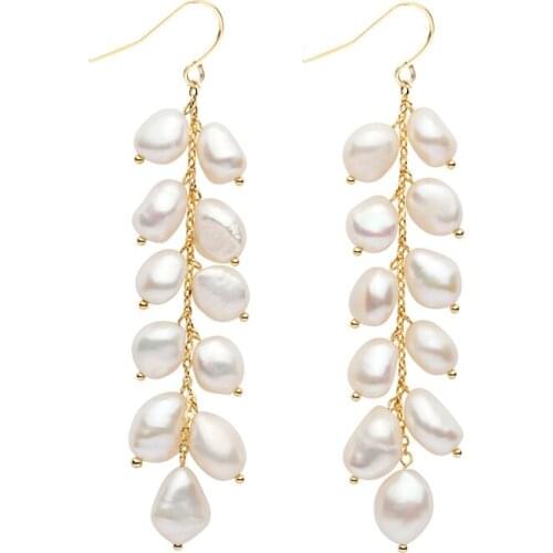 Freshwater Pearl Statement Drop Earrings Fashion Handmade Genuine Pearl Earring Holiday Elegant Accessories Jewelry for Women