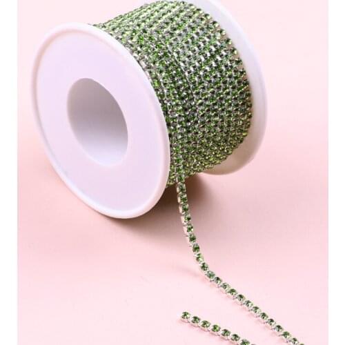 10 Yard/Colors Glass Crystal Rhinestones Chain, Silver Bottom Sew On Cup Chains For Diy Sewing Clothes Accessories