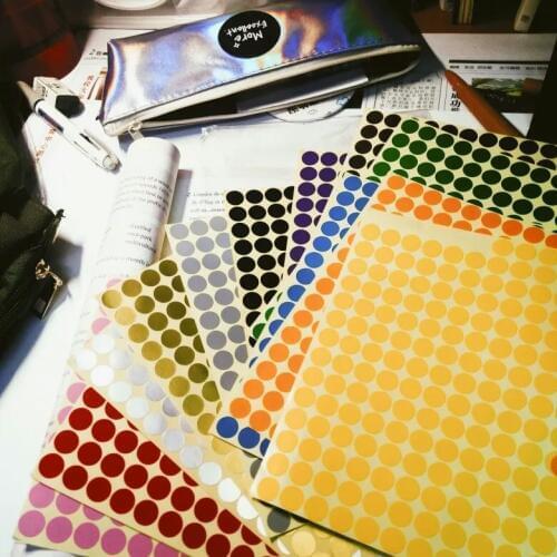 15 sheets 6mm/19mm/100mm Diameter 8mm Multicolor Dot Stickers Round Sticky Adhesive Spot Circles Paper sticker Labels
