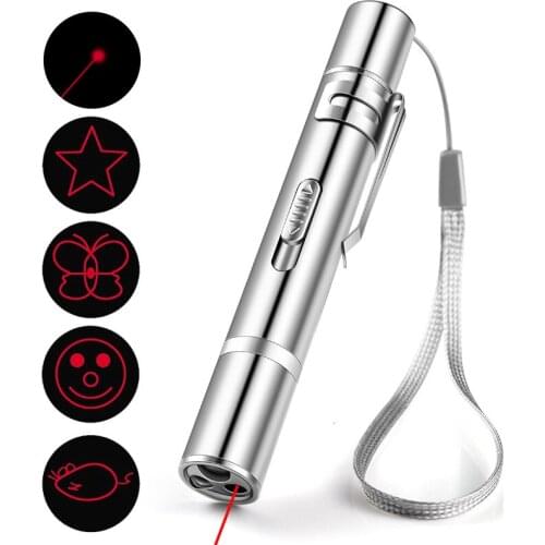 3-In-1 Interactive Pet Laser Pointer USB Rechargeable Laser Chaser Pen Funny Cat Stick Multi-pattern Light Cat Toy Pet Supplies