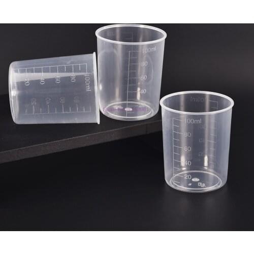 300pcs 100ml Plastic Graduated Measuring Cup Liquid Container Epoxy Resin Silicone Transparent Mixing Cup DIY Mixing Tool