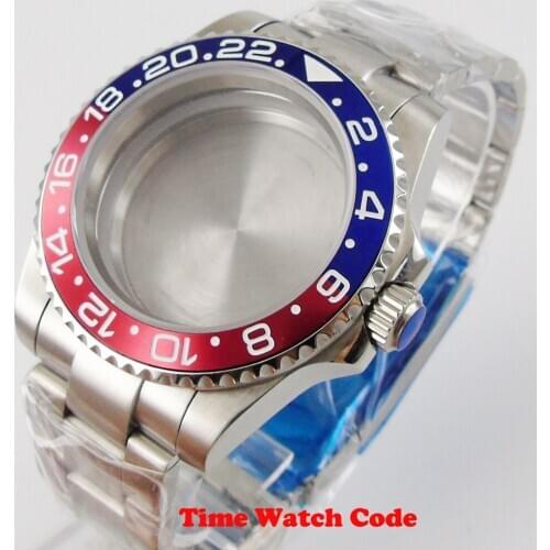 40mm Mens Wristwatch Case parts fit for NH35 NH36 movement with bracelet sapphire glass ceramic bezel insert steel watch case