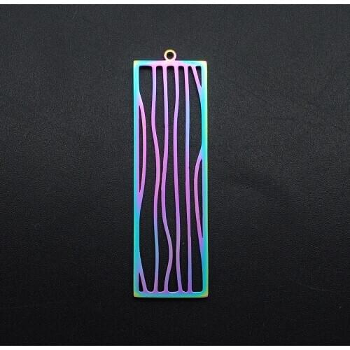 5pcs/lot 100% Stainless Steel Rainbow Sea Wave DIY Earring Charm Pendant Wholesale Jewelry Necklace Charms Bracelet Making