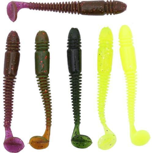 5pcs/lot 75mm 3.11g Soft Rubber Bait Fishing Lure Jig Wobbler Soft Worm Carp Fishing Bait Artificial Silicone Swimbait