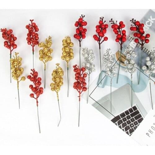 6/12Pcs/lot Mini Artificial Flower Cherry Christmas Plastic Pearl DIY Gift