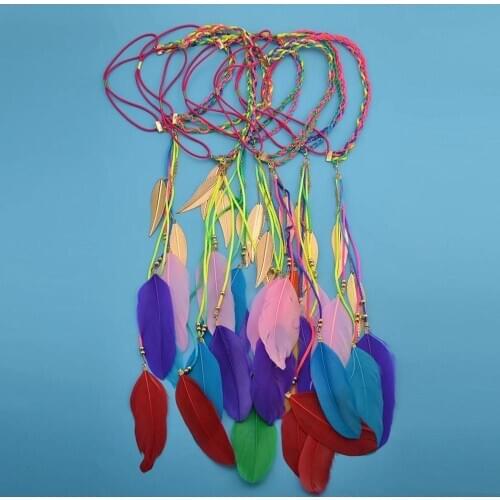 Boho Feather Headband Headdress Hair Rope Headwear Tribal Hippie Party Oxidized Indian Turkish Jewellery Hair Accessories