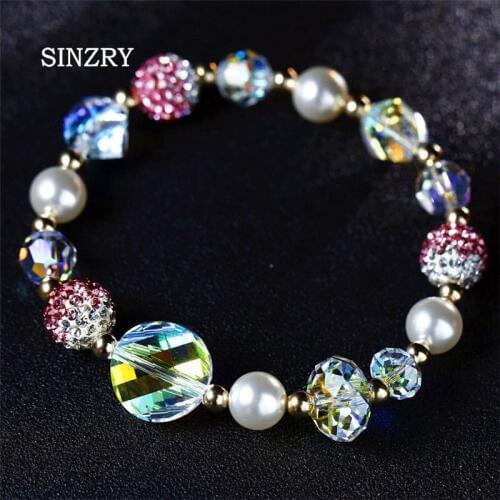 SINZRY JEWELRY Handmade glass crystal Charm Bracelets Luxury imported Austria crystal rhinestone ball Bracelets