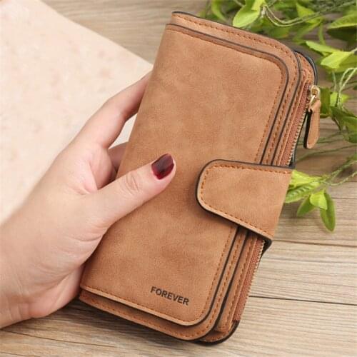 High Quality Women Scrub Leather Long Wallet Ladies Clutch Wallet Lady Purses Large Capacity Wallets 5 Choices