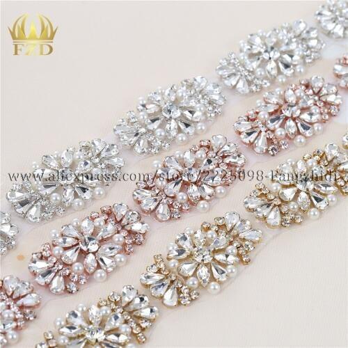 FZD 10 yard Wholesale Iron on Crystal Beaded Sewing Wedding Rhinestones Bridal Strass Waistband Trimming Belt for Craft DIY