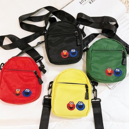 Cartoon Sesame Street Canvas Purse Phone Pocket ELMO cookie Monster Cute Slim Messenger Shoulder Crossbody Cosmetic Keyring bag