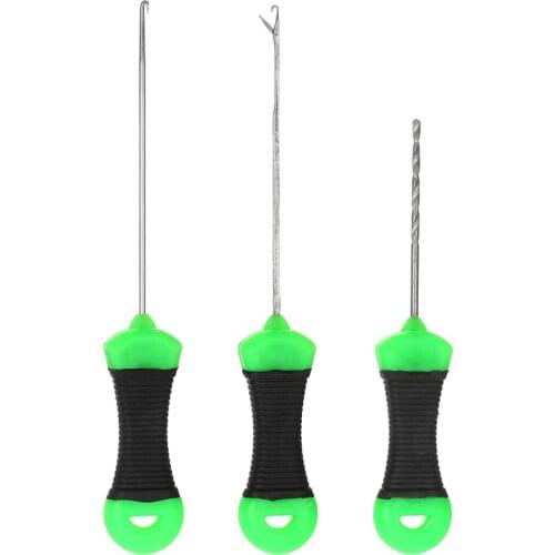 3Pcs Bait Needle Driller Tool Set Stainless Steel Baiting Needle Drill + Boilie Needle Hook Carp Fishing tackle