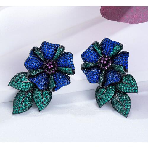 Jimbora Be Original Luxury Lucky Flowers Pendant Earrings Jewelry For Women Bridal Wedding Party Show Girl Daily Accessoriess