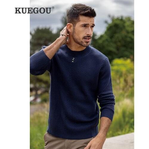 KUEGOU Mens Wool Sweaters