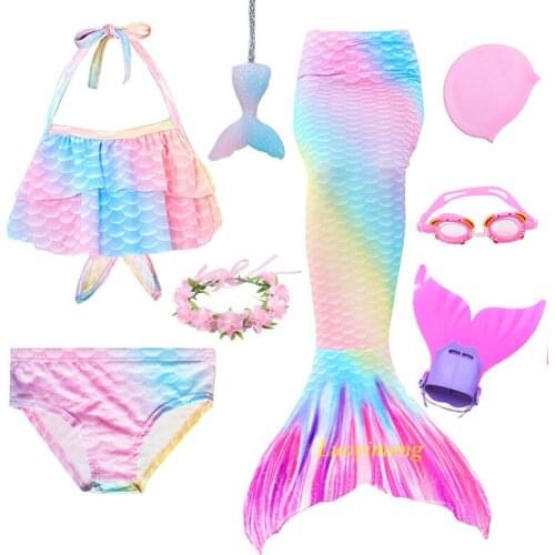Girls Mermaid Tails Swimming Swimwear Swimmable Beach Clothes Little Children Mermaid Swimsuit Kids Halloween Cosplay Costumes