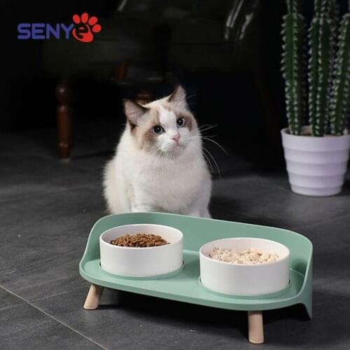 Cat Bowl To Protect The Cervical Spine Cat Food Bowl Double Bowl Ceramic Pet Dog Bowl To Prevent Overturning Dog Food Bowl