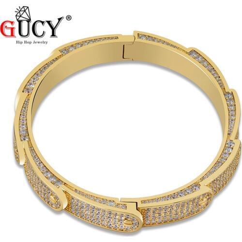 GUCY Hip Hop Fashion 7mm Bracelet Gold/Silver Plated Iced Out Micro Pave AAA CZ Stone Colorful Bracelet For Men Women