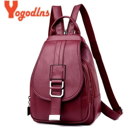 Yogodlns Fashion Backpack For Women Soft PU Leather Backpack Travel Large Capacity School Bag Design Brand Business Knapsack sac