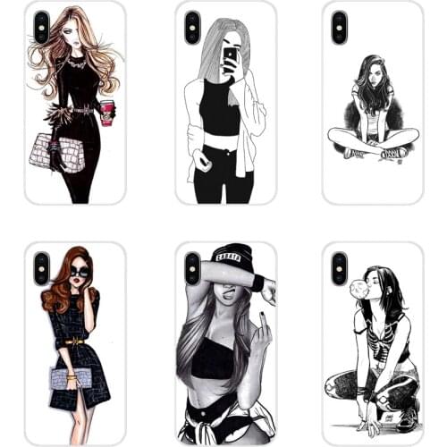 For Samsung A10 A30 A40 A50 A60 A70 Galaxy S2 Note 2 3 Oneplus 3T 5T 6T Soft Transparent Cases Covers Fashion Girl With Wine Cup