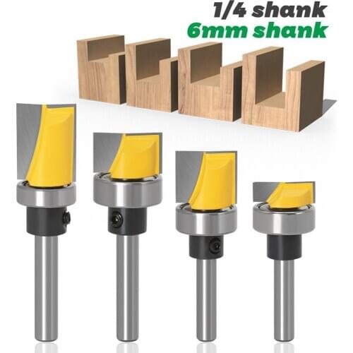 4pcs Trim Router Bit Set - 1/4" 6mm Shank - 5 Bit Pattern/Template Woodworking cutter Tenon Cutter for Woodworking Tools