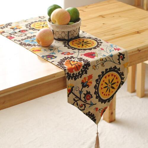 FUYA Table Flags Modern European-style Garden Coffee Table Stylish Simplicity Flag Tassels Bohemian Bed Table Runner