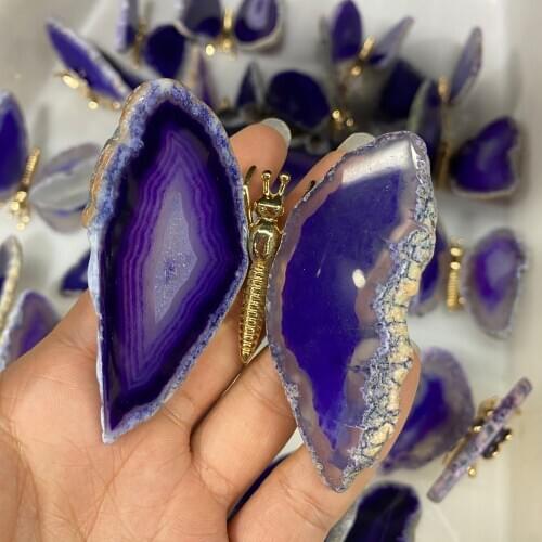 Natural Crystal Agate Pieces Butterfly Art Collection Home Decor