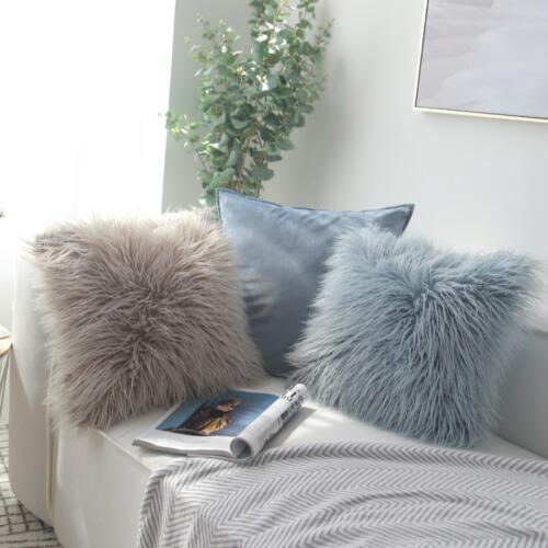 Nordic Plush Pillowcase Wool Faux Fur Cushions Sofa Bed Furry Long Hair Cushion Princess Pillow Home Wedding Decoration