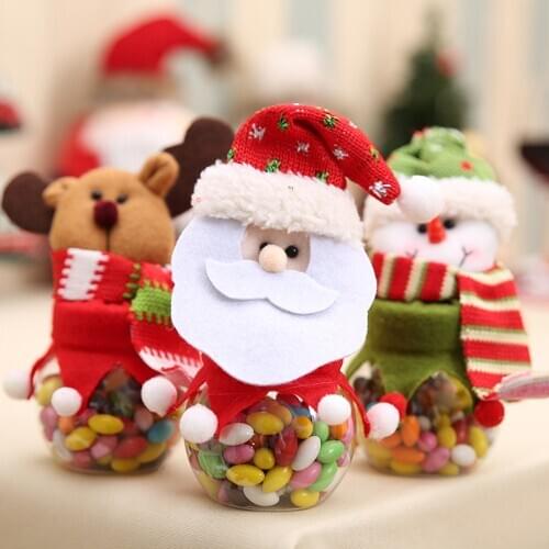 2020 new Santa candy jar Round fabric doll candy jar Candy box Three size Christmas decoration gift box AA02